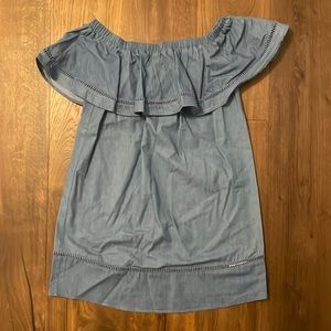 Off the shoulder blue dress